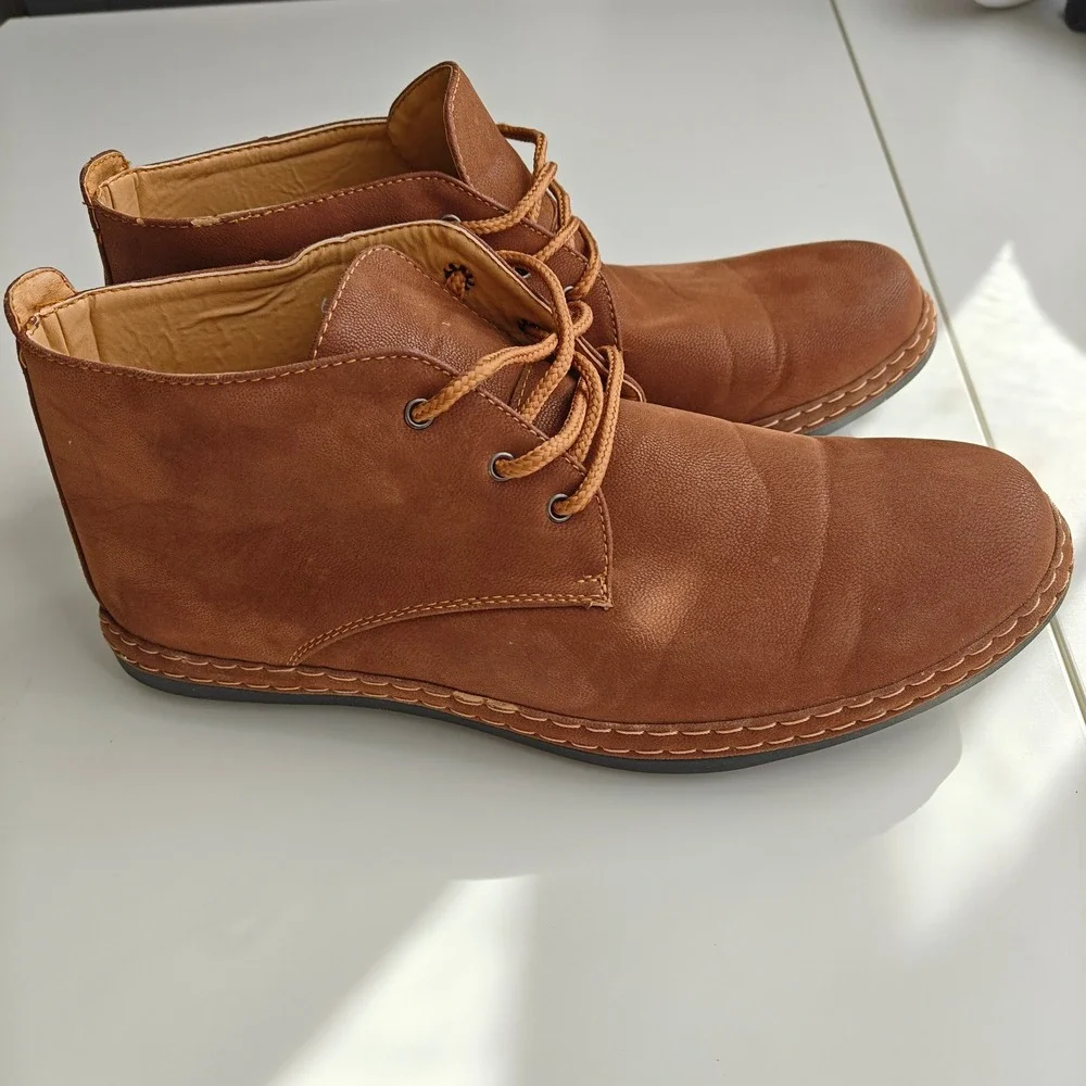 Mens Faux Leather Suede Chukka Boots Desert Shoes Tan Brown True Republic 8.5